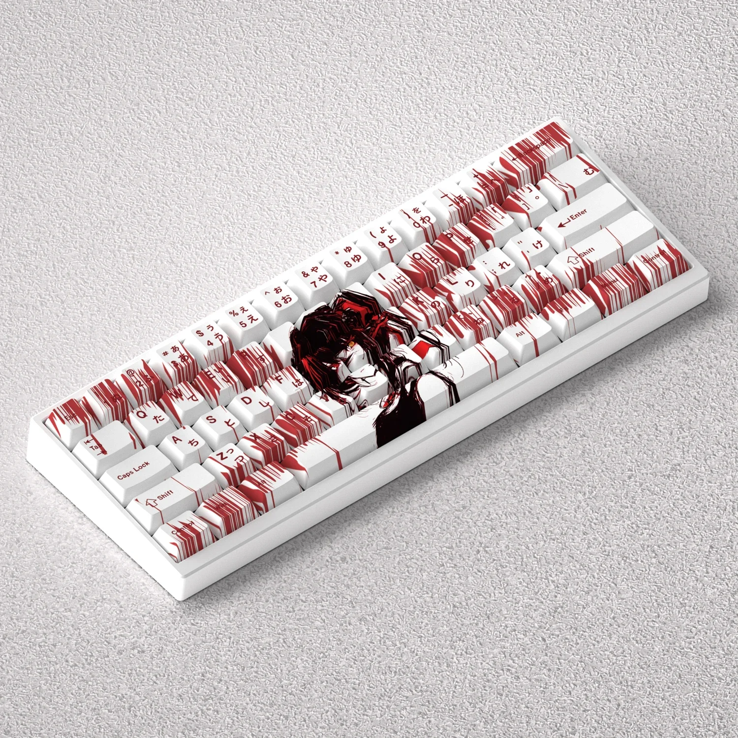 

73 Keys PBT Anime Keycaps Cherry Height Dye Sublimation Tokisaki Kurumi Japanese for 60 65 68 Mechanical Keyboard Akko Fun60 PC