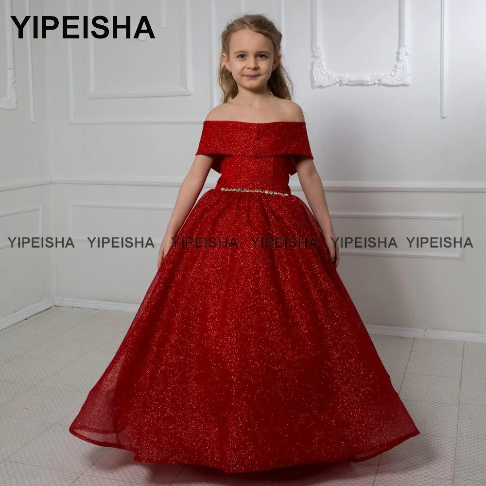 Yipeisha الأميرة فوشيا فتاة السنة الجديدة فستان طول الأرض طفل حفلة عيد ميلاد ثوب بريق مناسبة رسمية ارتداء للأطفال