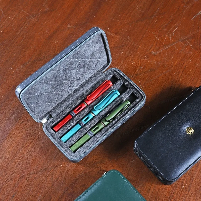 For Microfiber Leather Pencil Case Storage Bag Travel Portable Finishing Collection Bag Square Zipper Pen Case Protective Case