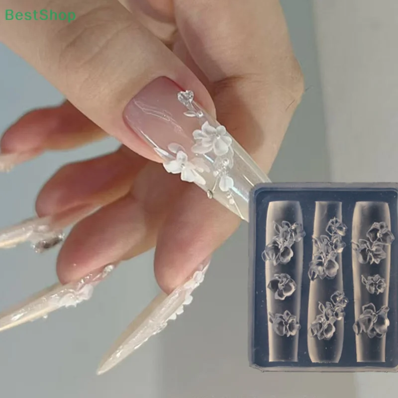 ♥ 3D Hibiskus Blume Silikon Nail Art Form DIY Nagel Dekor Transparente Maniküre Vorlage