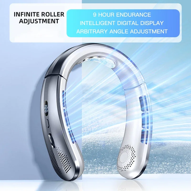 3000mAh แขวนคอพัดลมแบบพกพา Bladeless Mini USB ชาร์จ Mute LED Digital Display พัดลมไฟฟ้าฤดูร้อน Air Cooler ﻿   20