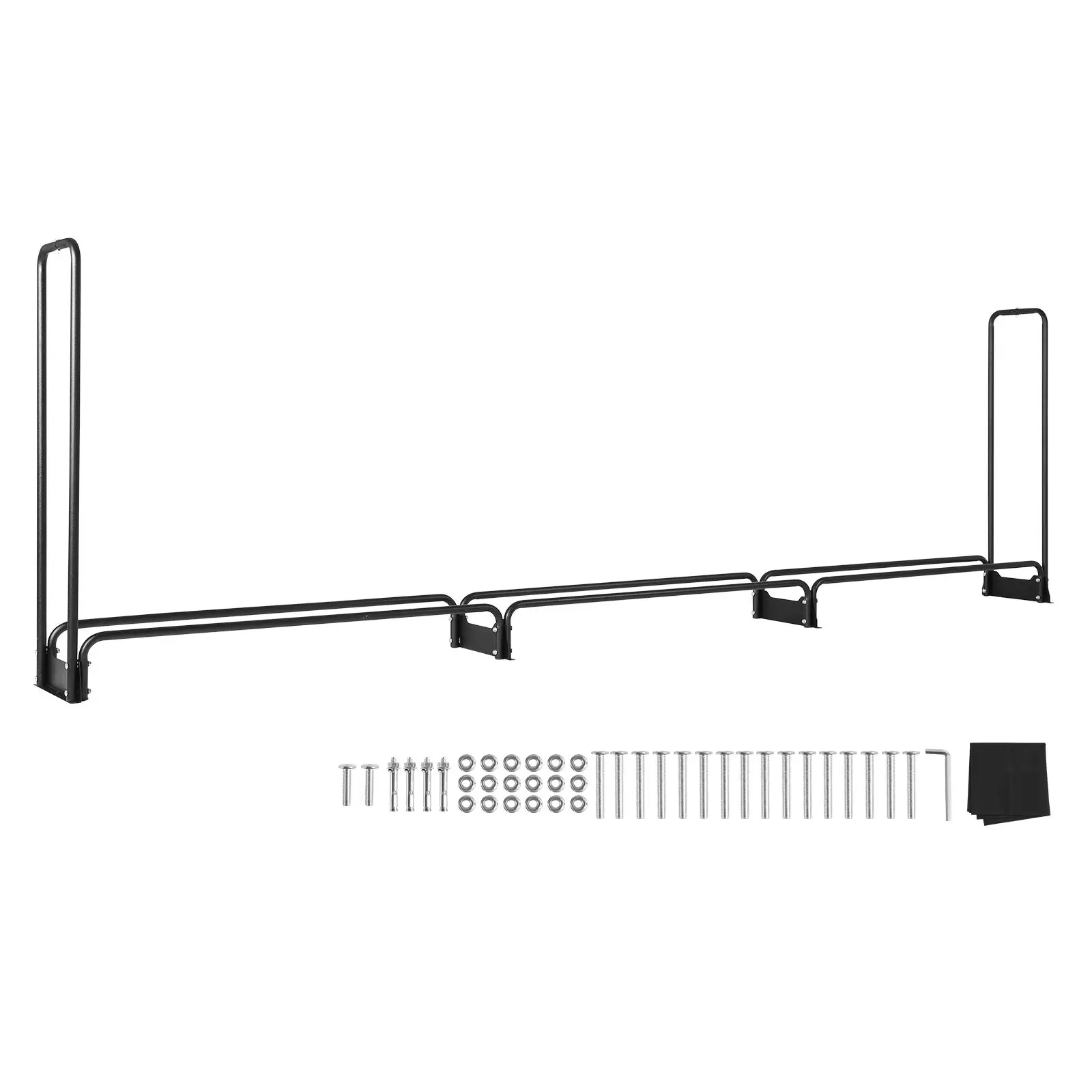 Firewood Rack with Waterproof Cover, 150 x 14 x 46 in Outdoor Firewood Holder, 660lb Weight Capacity, 1/2 Cord Log Holder, Half-Covered, Powder-coated Wood Storage Rack for Fireplace Deck