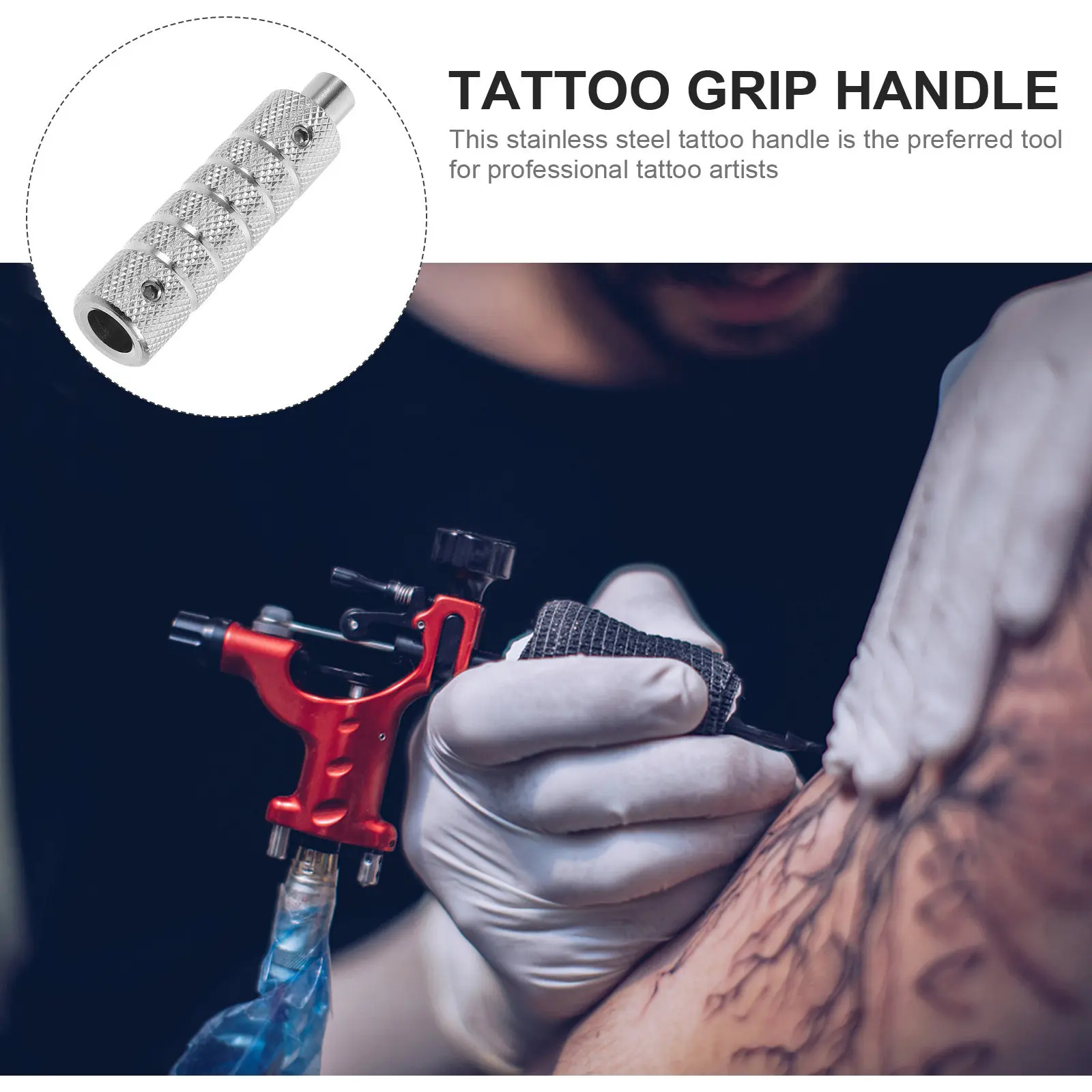 Professional 16Mm Stainless Steel Tattoo Handle Non-Slip Replaceable Motor Handle Tattoo Grip Artist Precision Tool