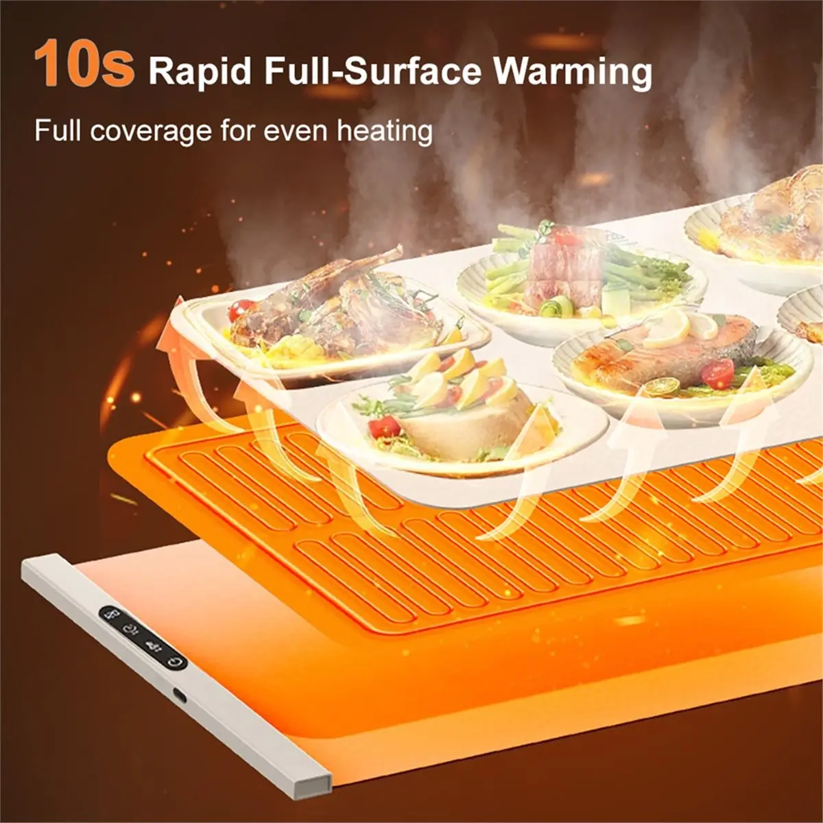Electric Food Warmer Plate 10s Fast Heating Food Warmer Mat Foldable Dining Table Tray Food Heat Plate US Plug