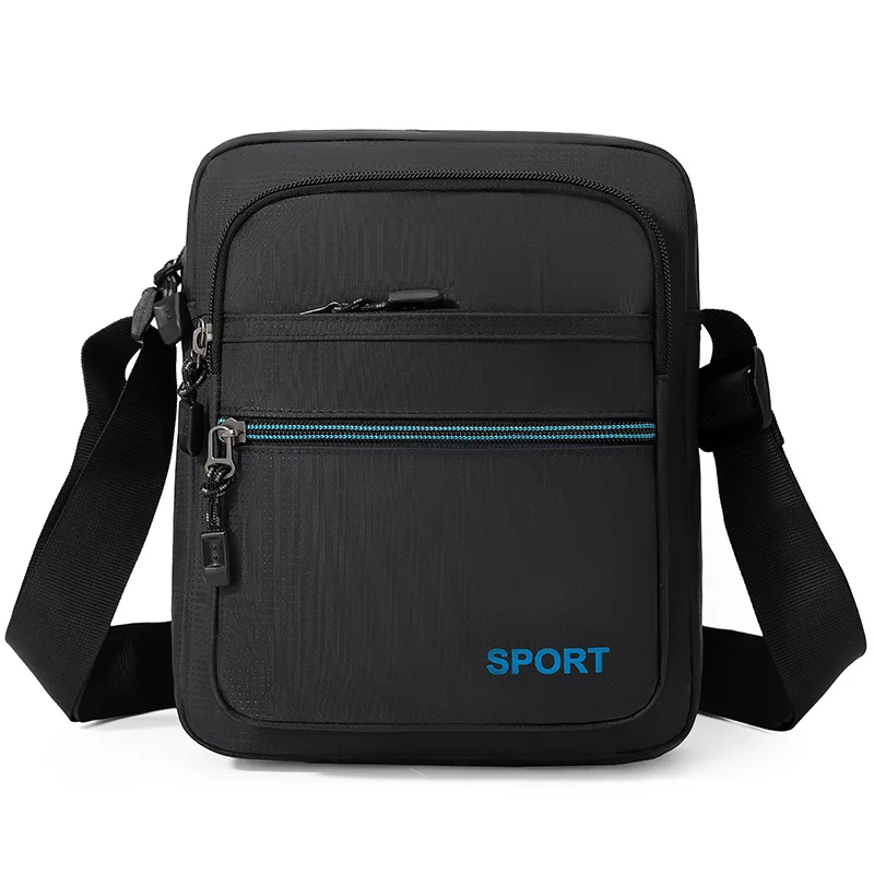 Men Casual Shoulder Bag Water Repellent Solid Color Large Capacity Handbag Travel Crossbody Pack Bags for Men