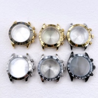 39.mm VK63 Watch Stainless steel Silver Gold Black Case BezelRing Sapphire Glass FIT VK63 Movement 29.5mm dial Watch Accessories