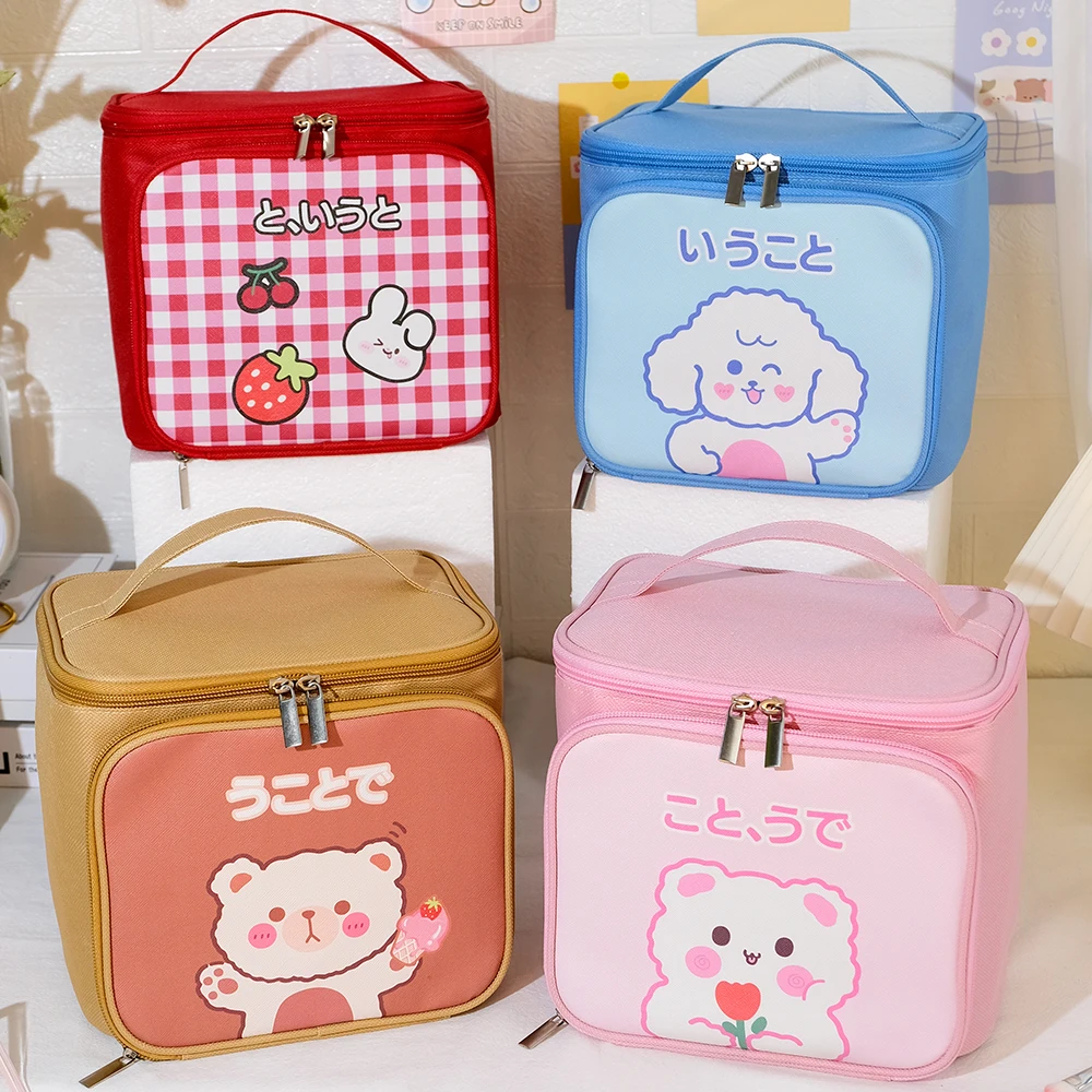 Cartoon Kawaii Makeup Bag Portable Travel Wash Bag Storage Large Toiletry Bag Huge Storage Box Cosmetic Bag Organizer