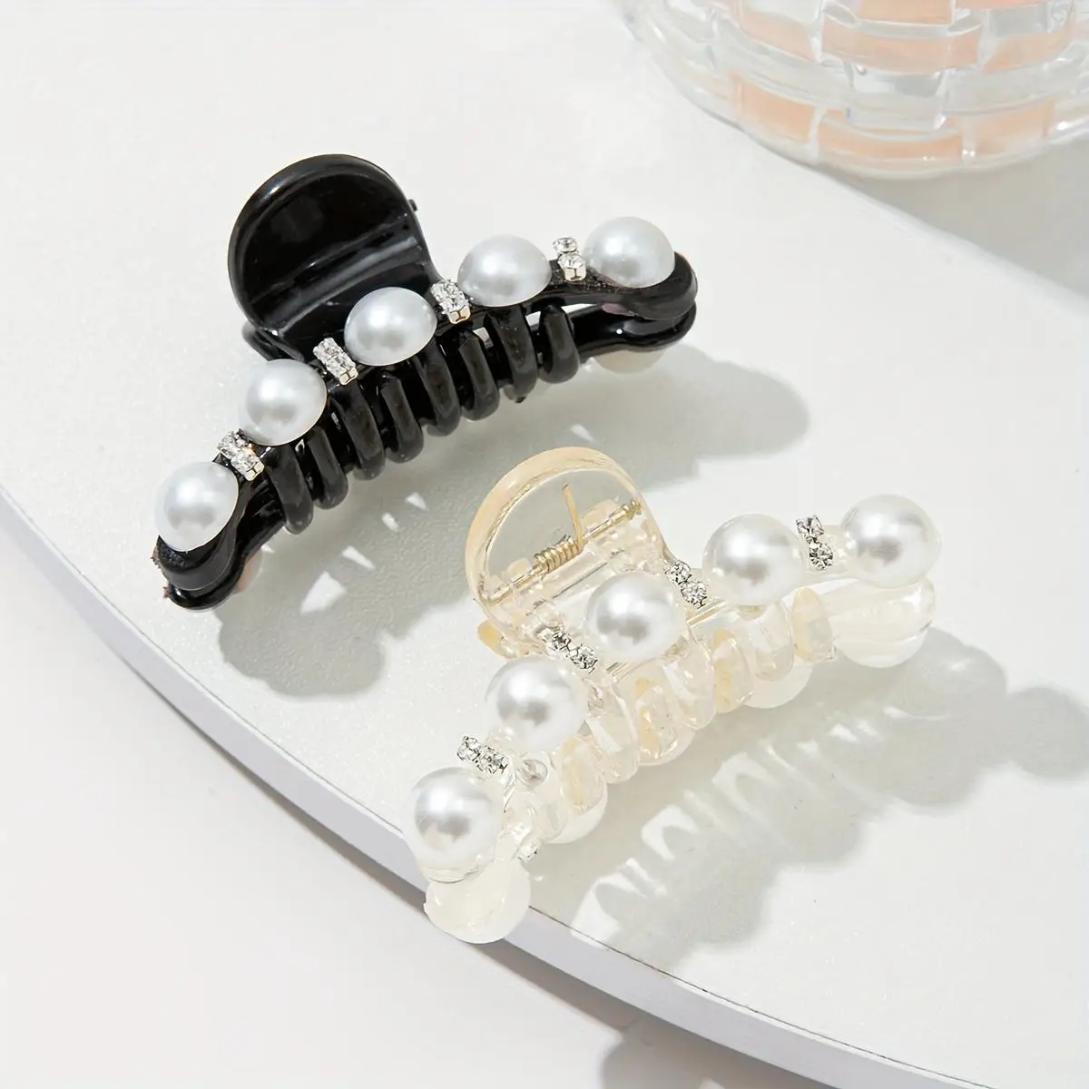 5 uds. De cuentas de diamante para mujer, clip de tiburón, cabeza trasera, simple y elegante, adecuado para uso diario en fiestas