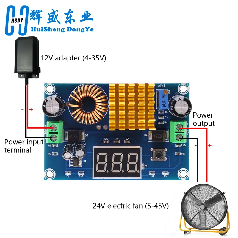 DC-DC Step Up Module DC 3V-35V to DC 5V-45V Boost Module Digital Voltmeter Boost Converter Board 5A Power Adjustable XH-M411