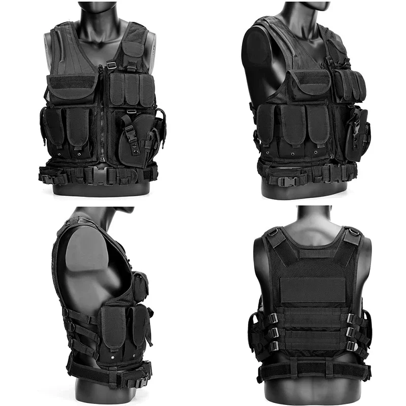 Chaleco táctico MOLLE ajustable para seguridad, caza y Airsoft - imagen 3