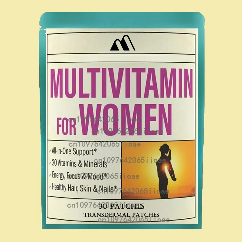 Patches transdermicos multivitamínicos femininos com vitamina A, B, C, D e E, cálcio e magnésio