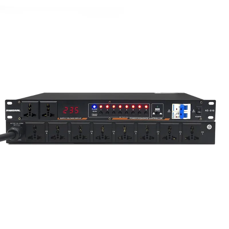 AS810 30A Audio Power Conditioner  8 Channel Power Management Sequencer with Separate Air Switch Power Sequence Controller