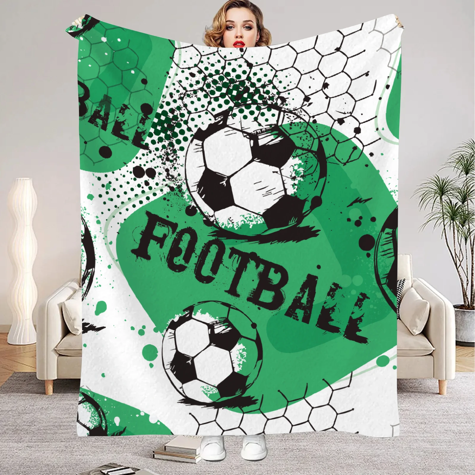 1pc Flanell Decken Bunte Fußball Gedruckt Qualität Weiche Warme Decke Winter für Kinder Jungen Couch Bett Flauschigen Tagesdecke