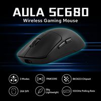 Aula SC680 Ergonomic Gaming Mouse With Adjustable 26000 DPI PAW3395 Sensor BT5.0/2.4GHz/Wired Tri-Mode Connections For PC/Laptop