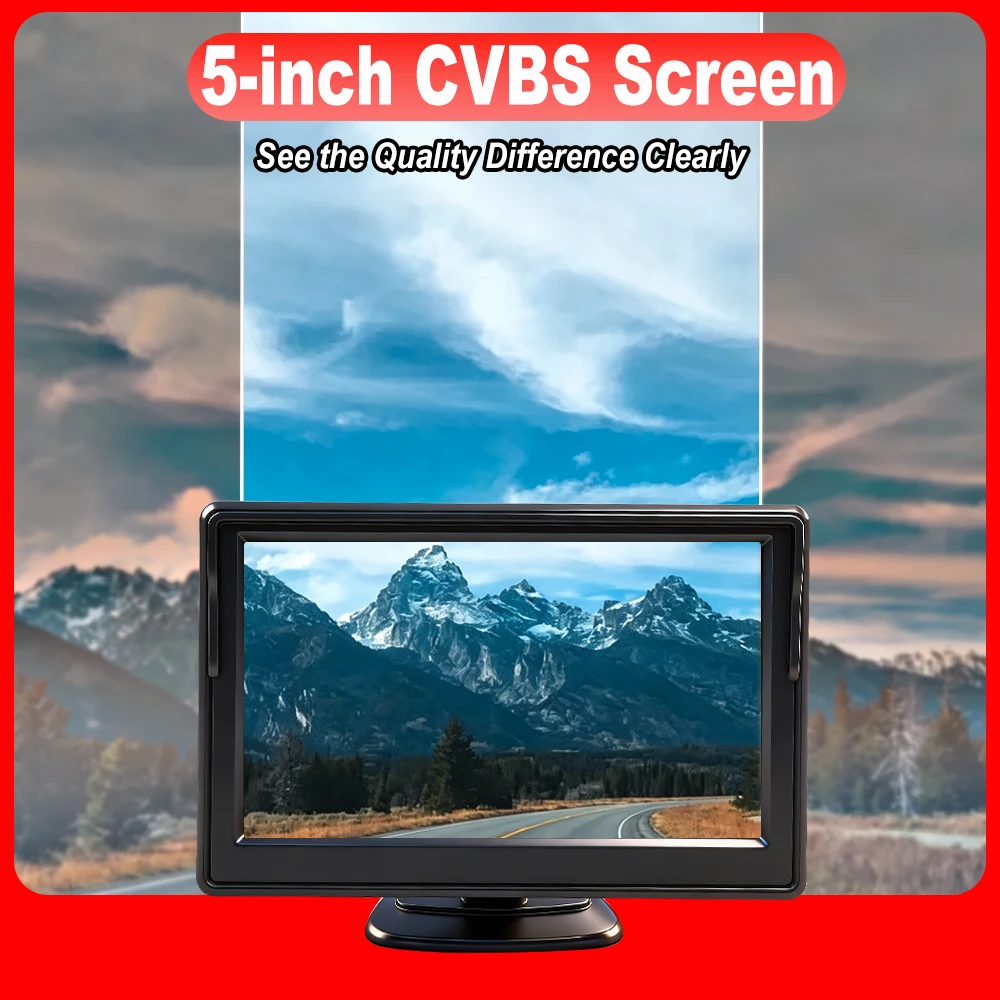 5 Inch AHD IPS Monitor TFT LCD Screen+ Brake Light Backup Camera Kit 1080P Night Vision 170° For Renault Trafic 3 Opel Vivaro