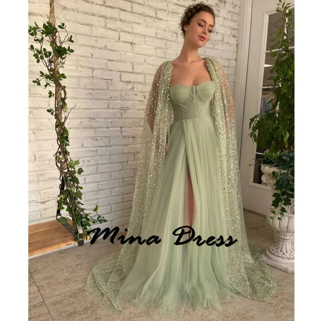 Mina Shawl Prom Dress Es  Removable Evening Dresses Woman Elegant Party Dresses 2024 for Wedding Guest Dress Women Sleeveless