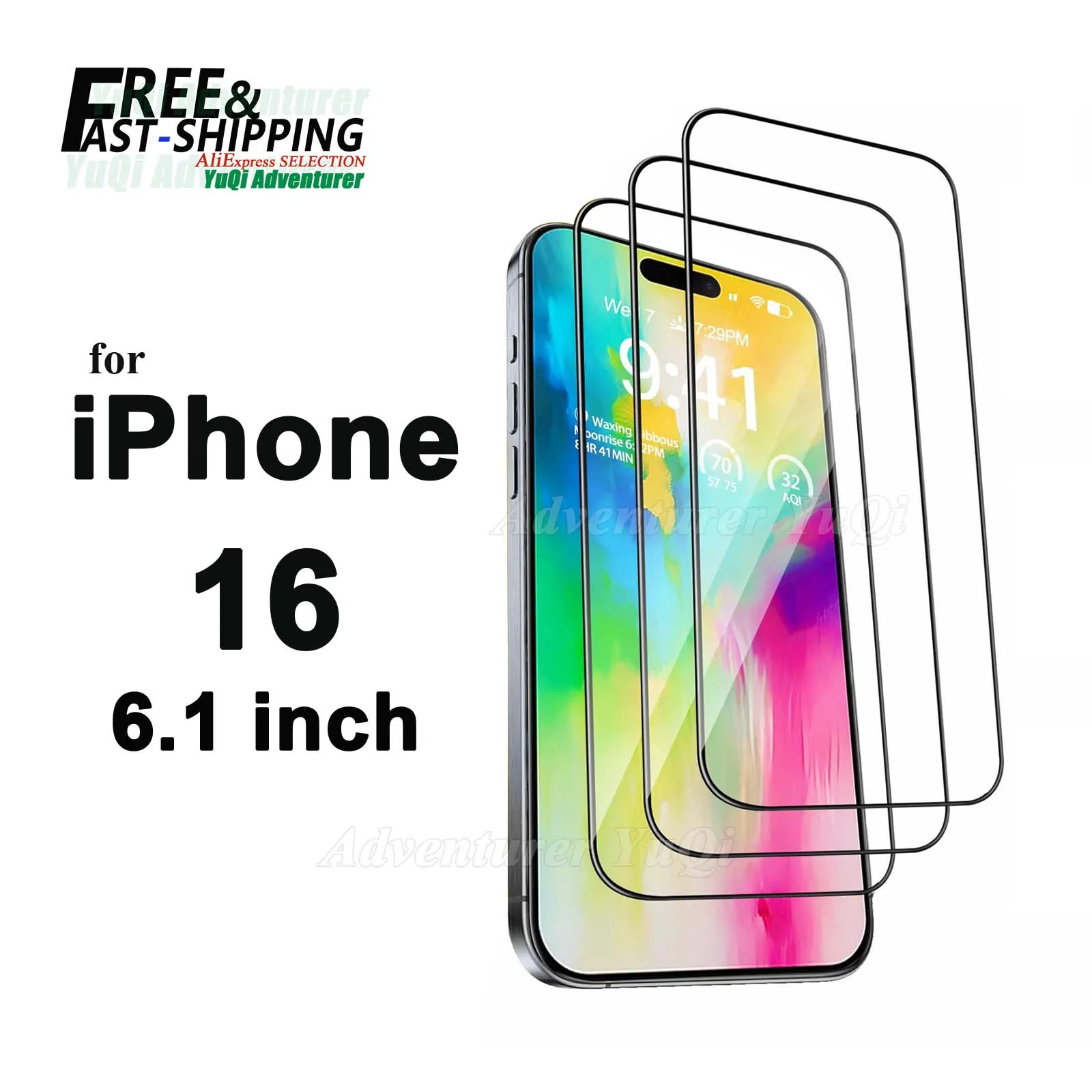 

Screen Protector For iPhone 16 6.1 inch, Tempered Glass HD Crystal 9H Anti Scratch Case Friendly Mica High Aluminum