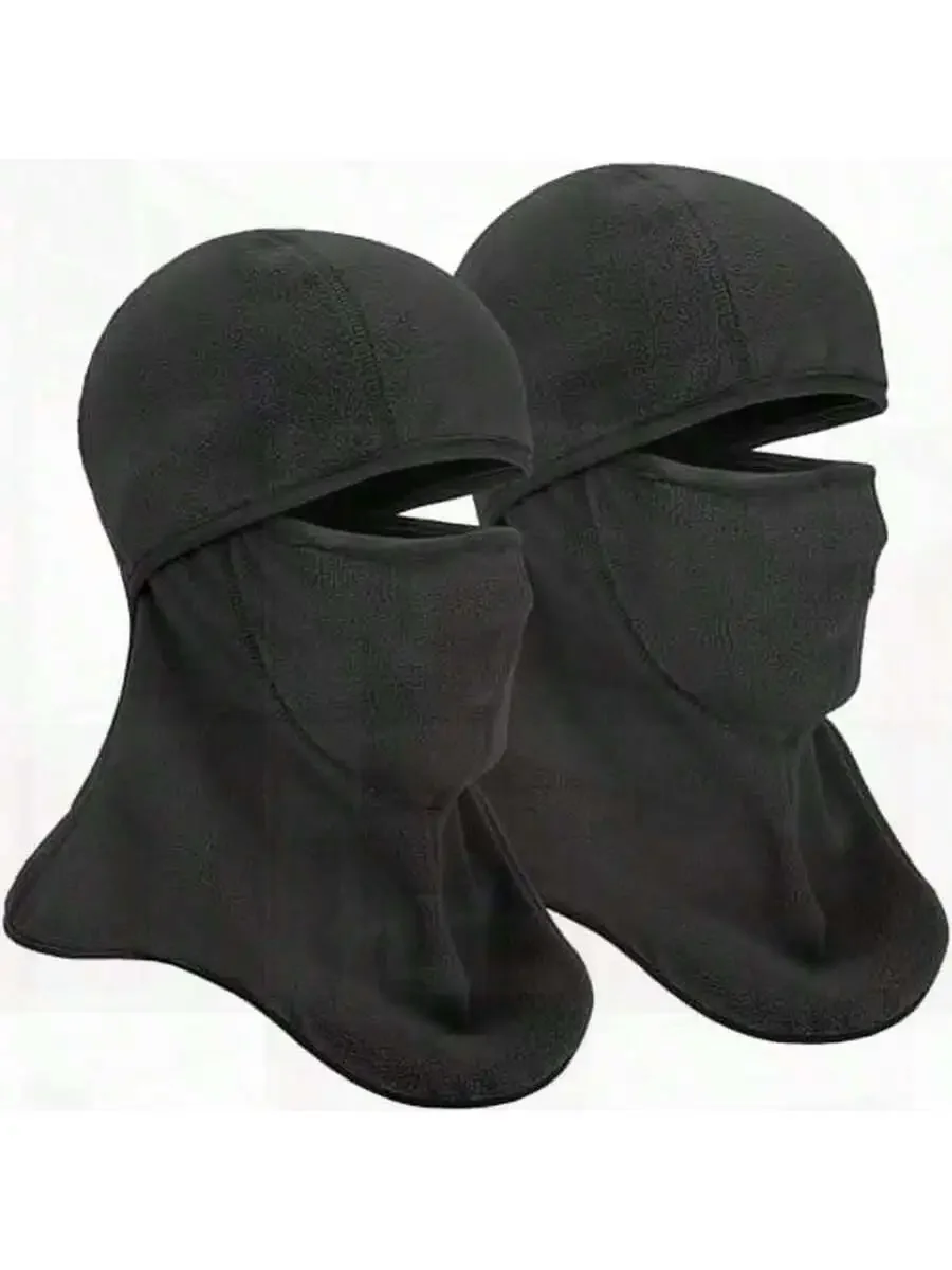 

Fleece Ski Mask With Nose Wire 2 Pack Winter Sports Full Face Hood Thermal Neck Cover Black