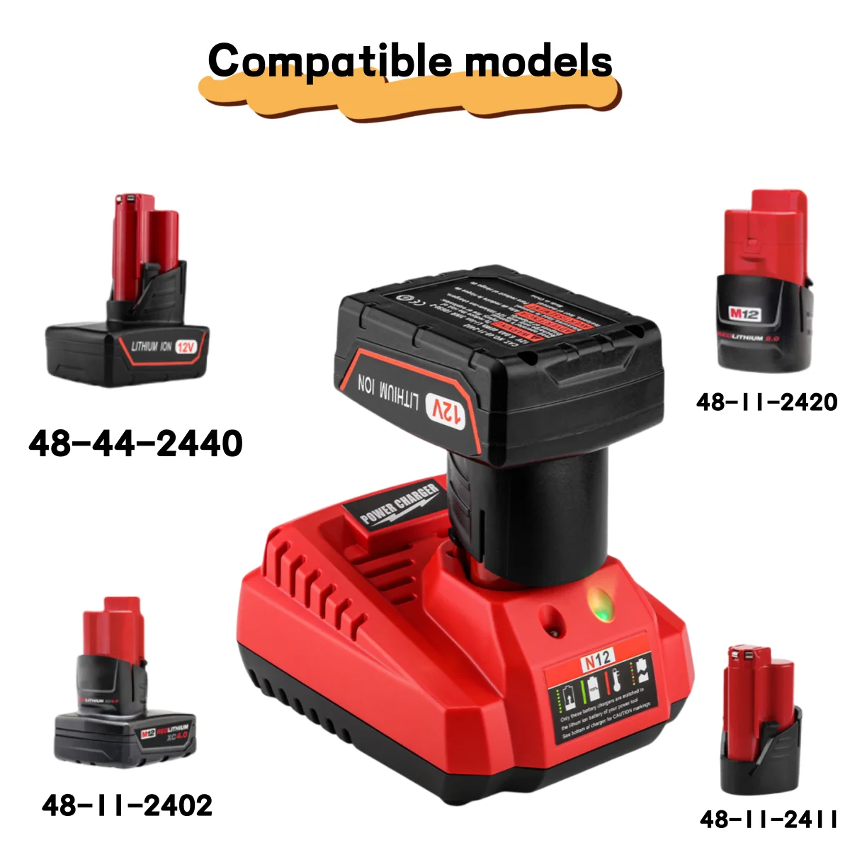 Victpower Portable 12V & 18V Single Charger For Milwaukee M12 / M18 Batteries| Ultra-Compact & Lightweight Design| Travel Ready