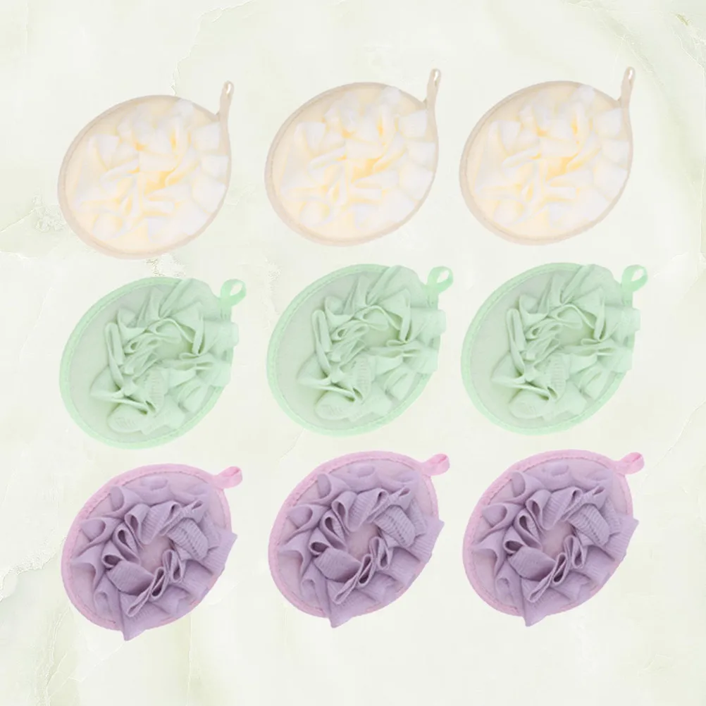 

9pcs Bath Ball Solid Color Soft Mesh Shower Sponge Exfoliating Cleansing Bathing Accessories With Hanging Rope
