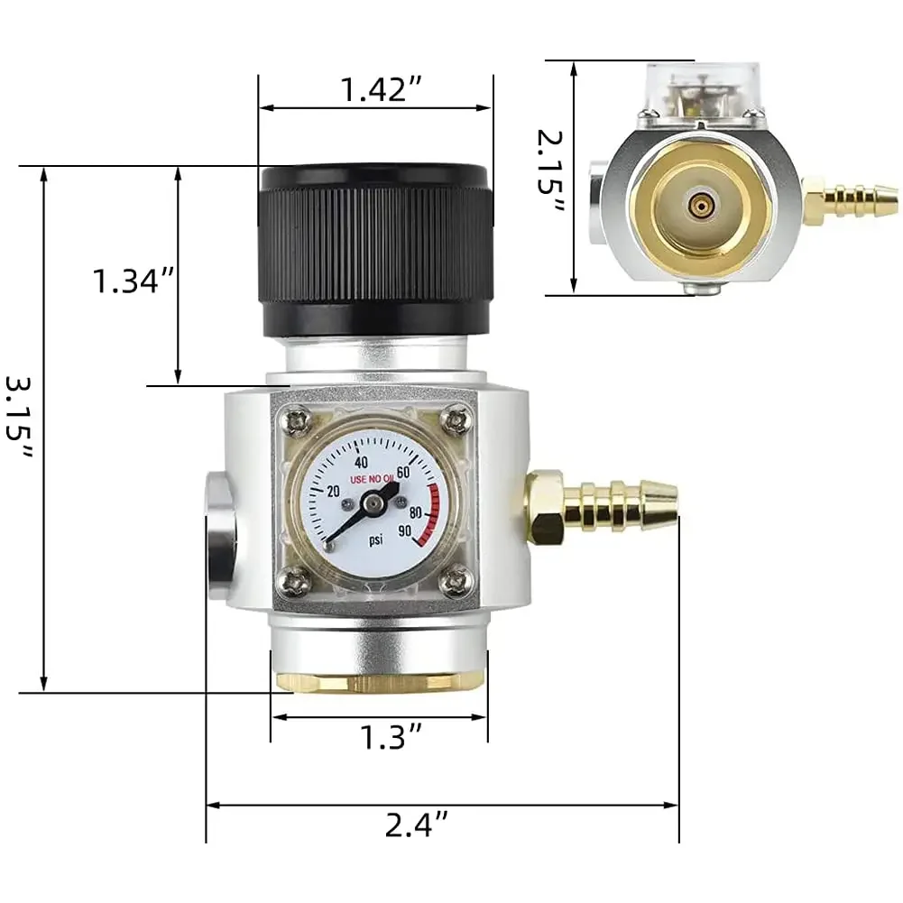 Mini Gas Regulator Soda Keg Regulator Co2 Keg Charger 0-90PSI for Soda Maker Sparkling Water Beer Soda Bottle tr21.4 by PERA