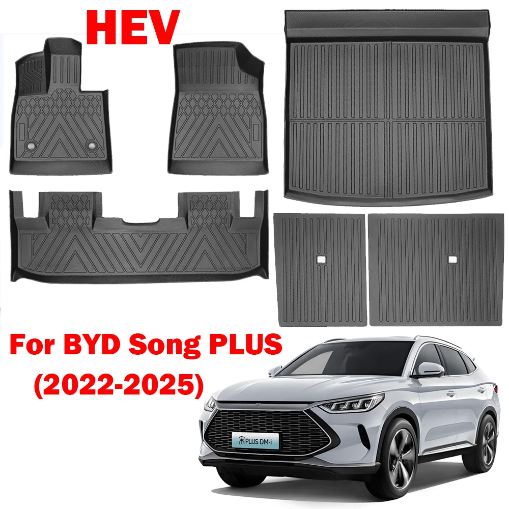 

For BYD Seal U / Sealion 6 Song Plus HEV 2021-2025 TPE Floor Mats and Cargo Liner, All Weather Floor Liners Trunk Mat LHD