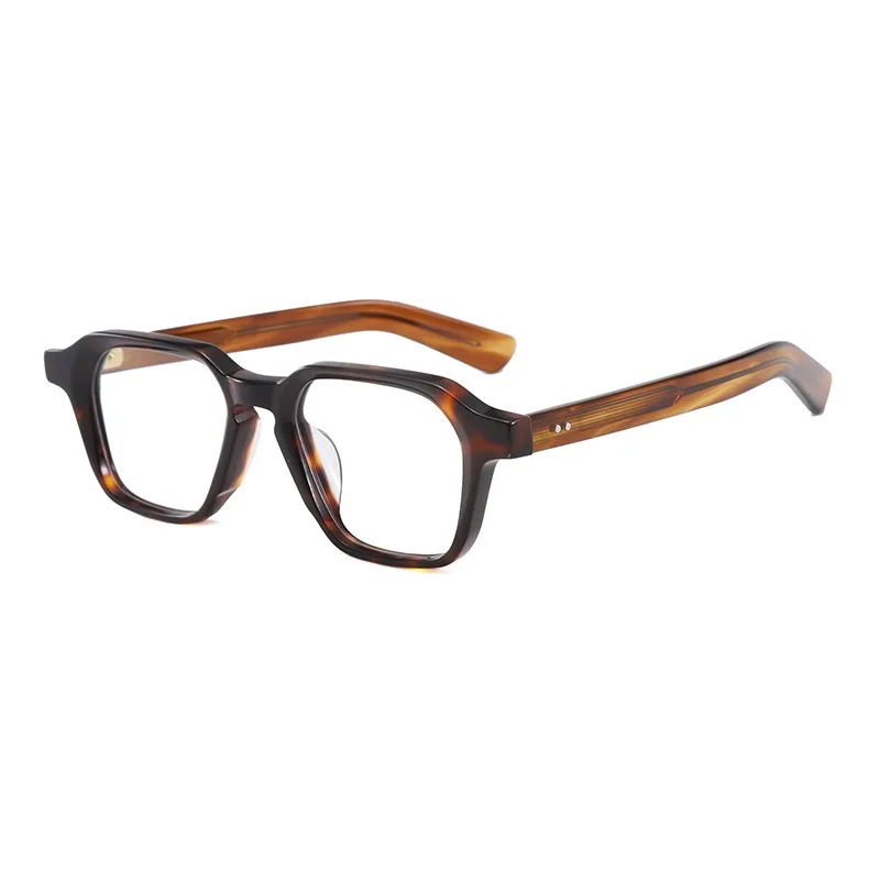 

High Quality Acetate Glasses Men's Brand Retro Square Frame Wide Leg Flat Mirror Women's Spectacles