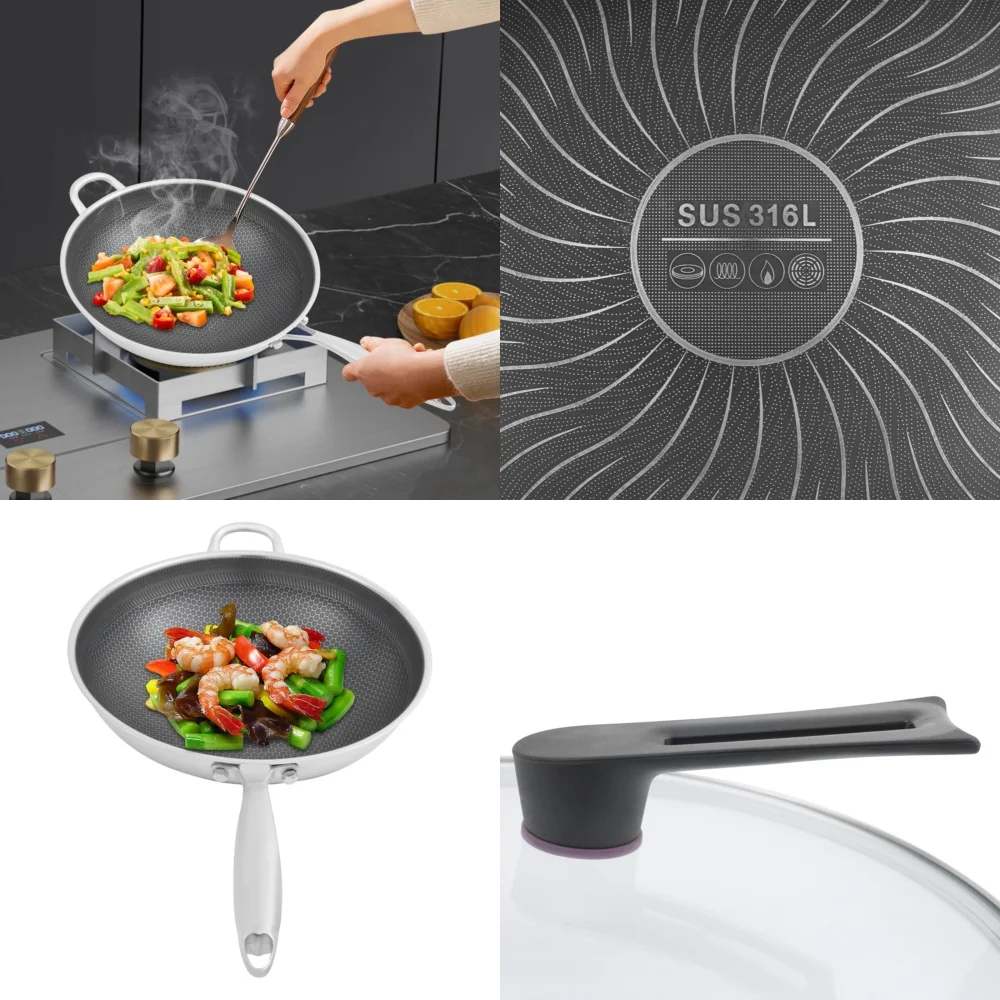 

Наборы кухонной посуды Сковорода вок из нержавеющей стали для здорового приготовления жарки