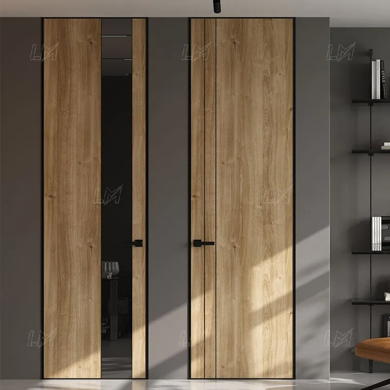 Italian Design Flush Panel Internal Solid Wooden Modern Hidden Frame Invisible Hinge Door