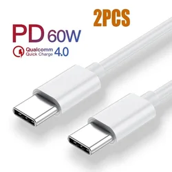 2Pcs 1M 2M USB C to USB Type C for Samsung S20 PD 65W 6A Cable for MacBook iPad Pro Quick Charge 4.0 USB-C Fast USB Charge Cord