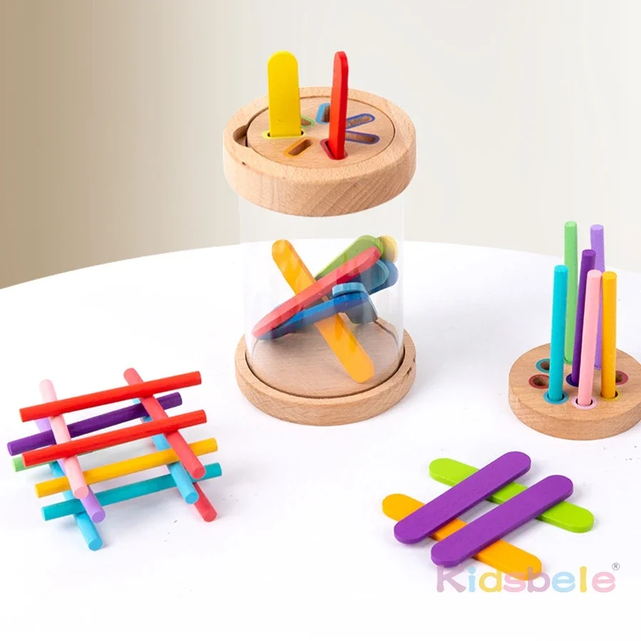 Montessori brinquedos de classificação de cores de madeira para crianças habilidade motora fina para crianças jogo de aprendizagem sensorial educacional