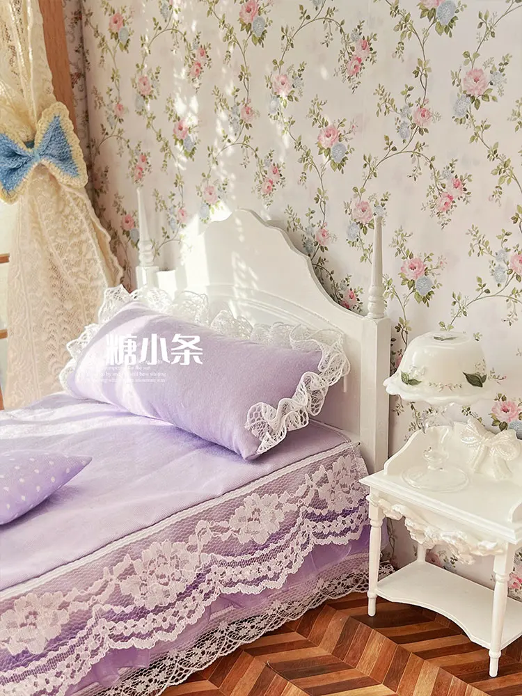 1/6 Doll House Model Furniture Accessories European Style Wooden Bed 1/8 1/10 1/12 Bjd Ob11 Gsc Blyth Soldier Lol Miniatures