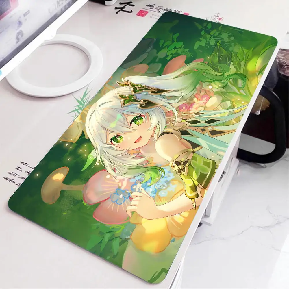 Alfombrilla de ratón verde Genshin, alfombrillas de ratón antideslizantes grandes para juegos, accesorio de escritorio, alfombrilla de ratón estética XXL, alfombrilla para tableta y portátil, Mini tapete para juegos de PC