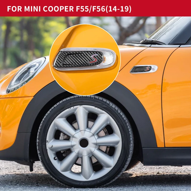 

Для Mini Cooper F55 F56 Cooper S 2014-2019 внешний фонарь из углеродного волокна, крышка бокового крыла автомобиля, рамка указателя поворота, наклейка, отделка