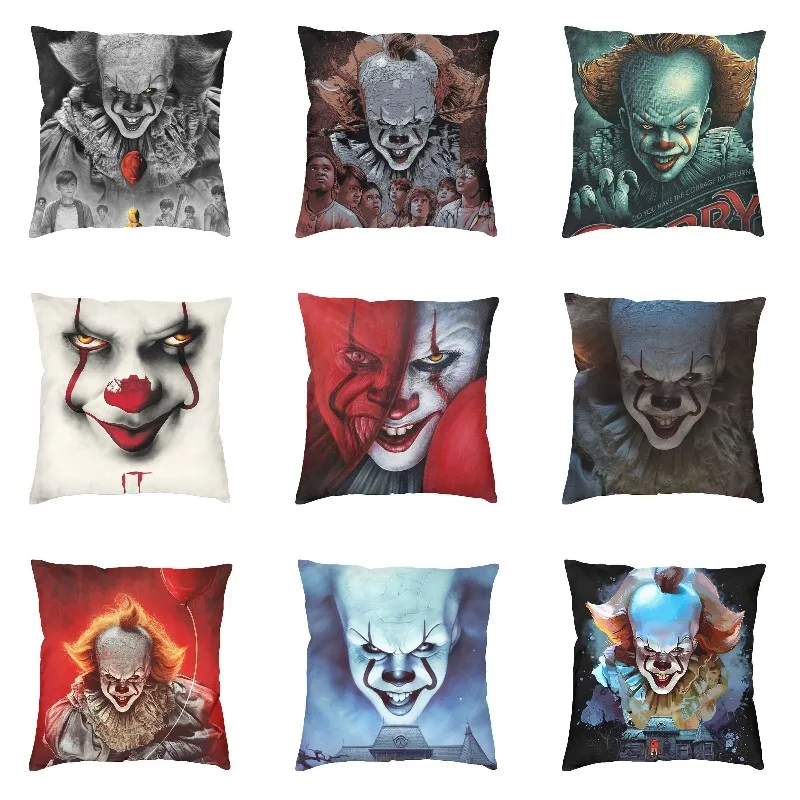 Halloween Evil Clown Throw Pillow Cover Home Decoration 3D Printed Horror Movie Character Cushion Cover Bedding Sofa Pillowcase