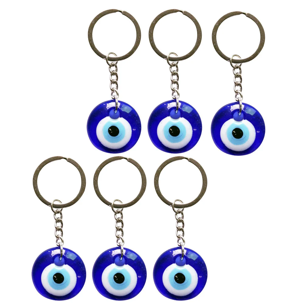 

6 Pcs Eye 's Key Chain Blue Ring Wallet for Men Amulet Keychain Decor Glass Pendant Women's