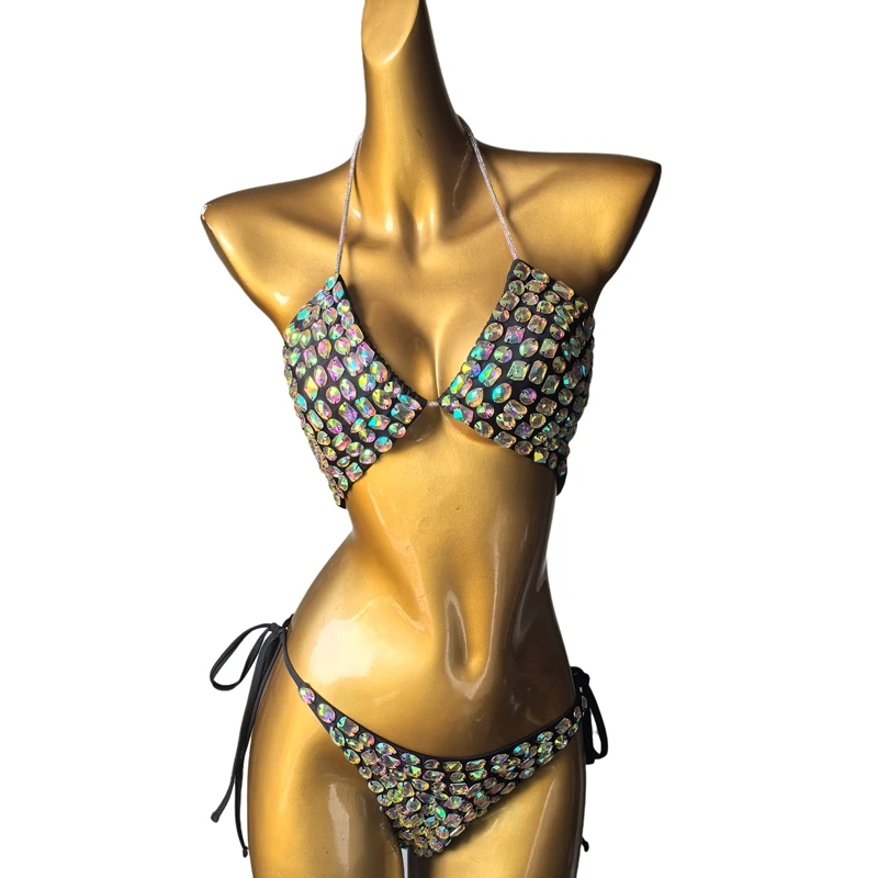 

2026 newest venusvacation diamond bikini crystal bar bikini rhinestone fashion bar bikini swimwear onepiece crystal bikini