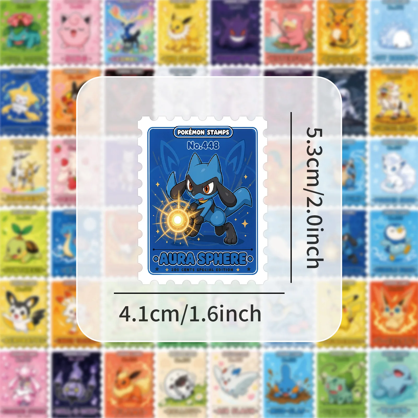 Pocket Monsters Pokémon 60PCS Stamp Stickers Decorative Cute Cartoon Stickers Waterproof Stickers DIY Scrapbook, Envelope Sea