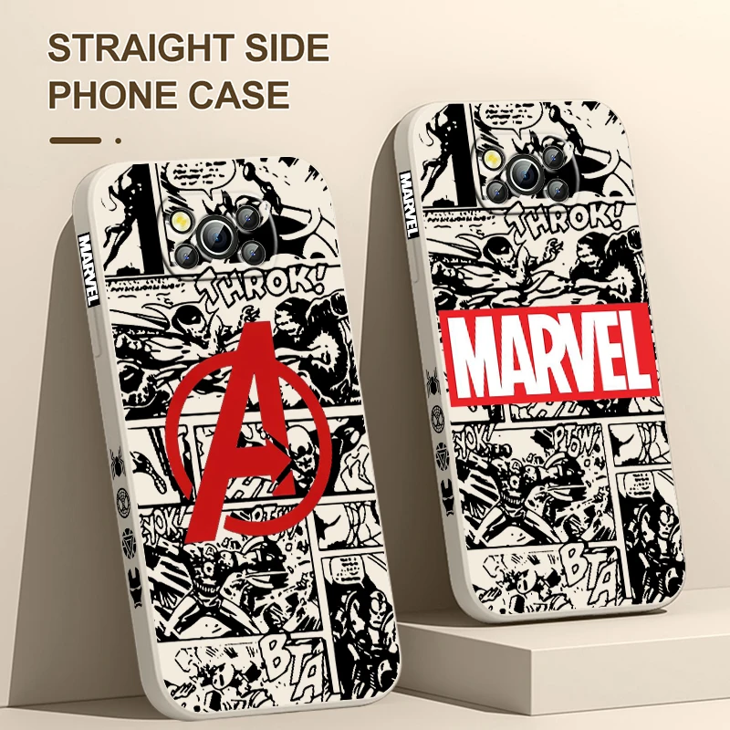 

Avengers Alliance Comics For Xiaomi Poco Cover For X4 X3 F4 NFC M6 M5 M4 M3 GT S Pro 4G 5G Liquid Left Rope Phone Case