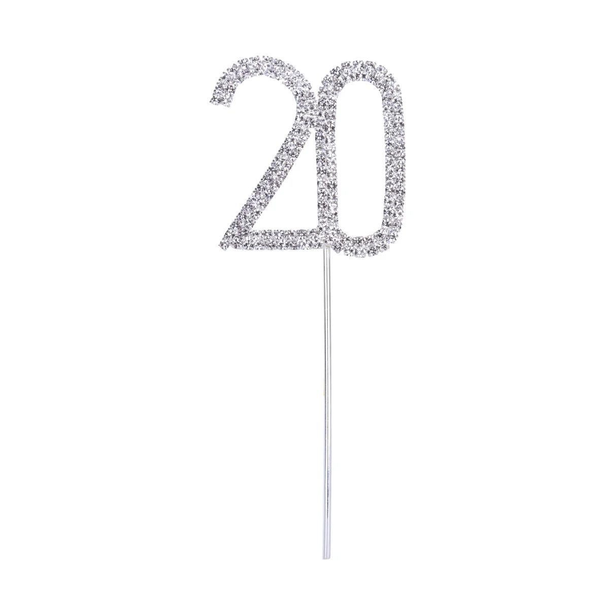 

20th Birthday Rhinestone Cake Topper Decor for Party Wedding Anniversary Elegant Eco-Friendly Alloy 20