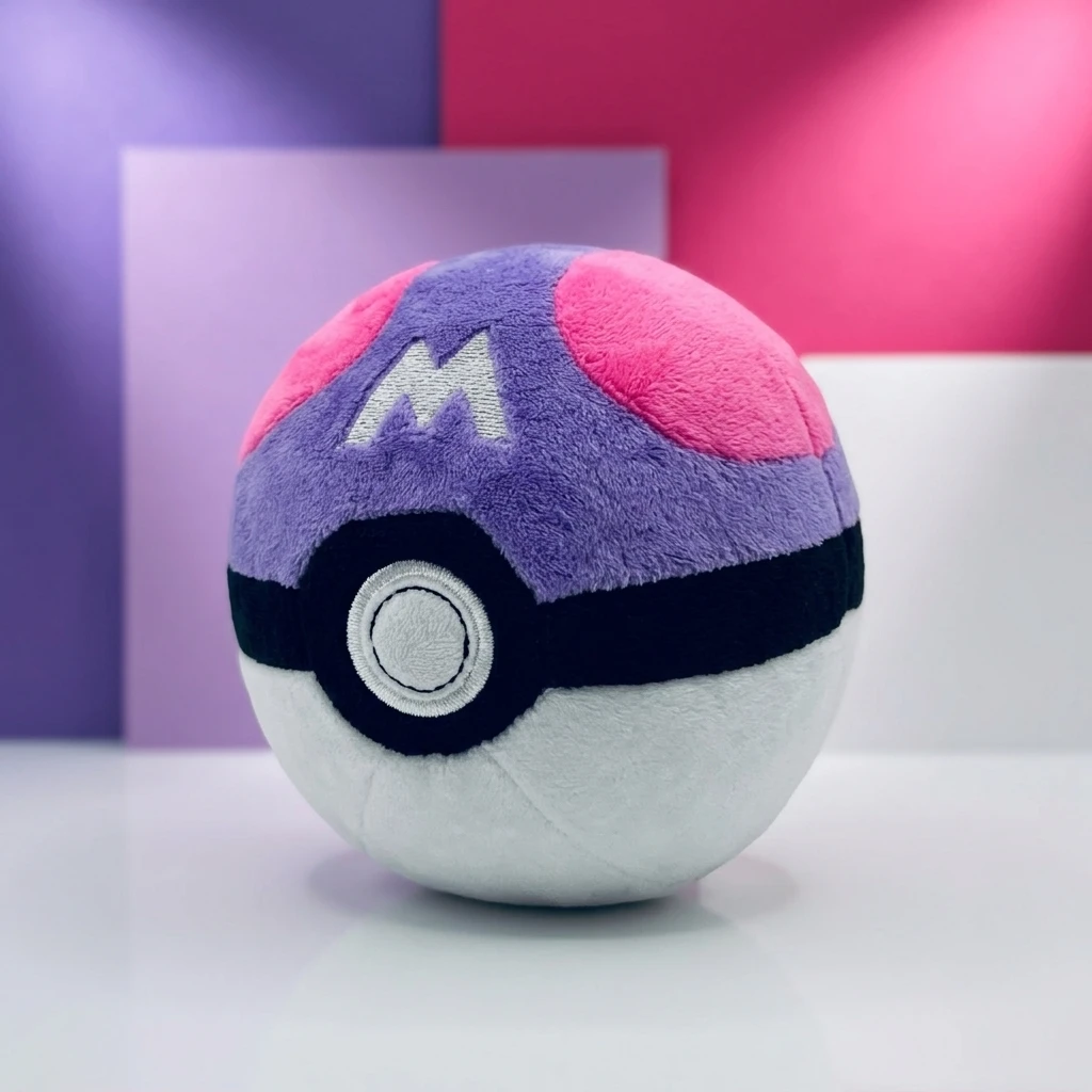 Pokeball Plush Toy 5 Inch 12cm Red Purple Black Blue White Soft Stuffed Ball Doll Collection Gift for Pokemon Fans Kids view 6