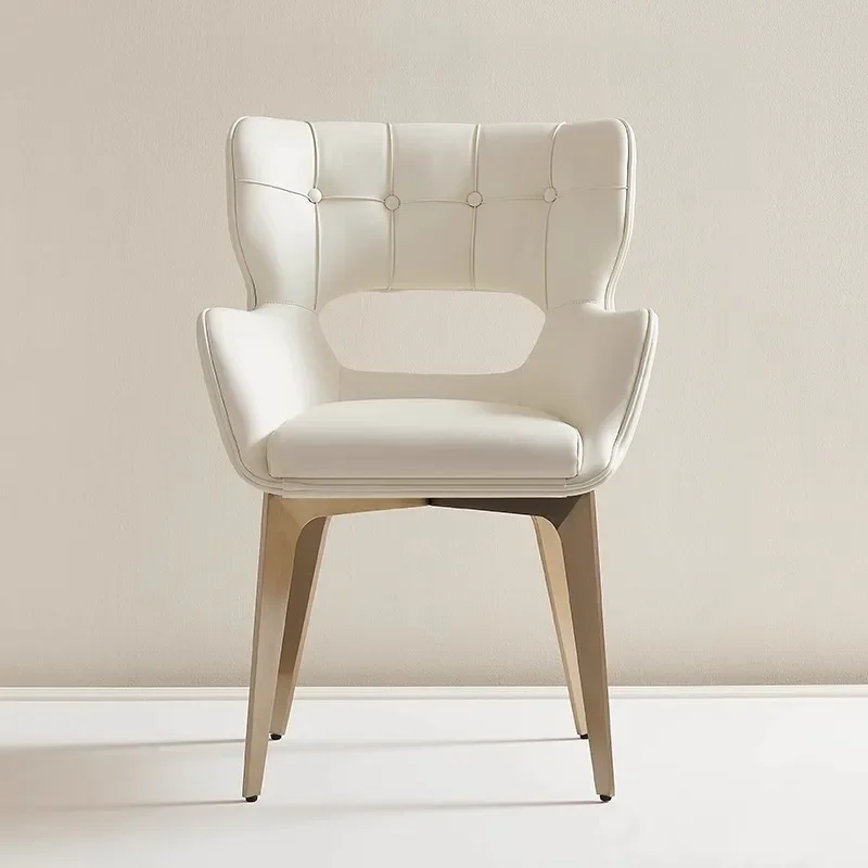Designer's new Italian minimalist leather dining chair, home backrest desk armchair, restaurant master chair