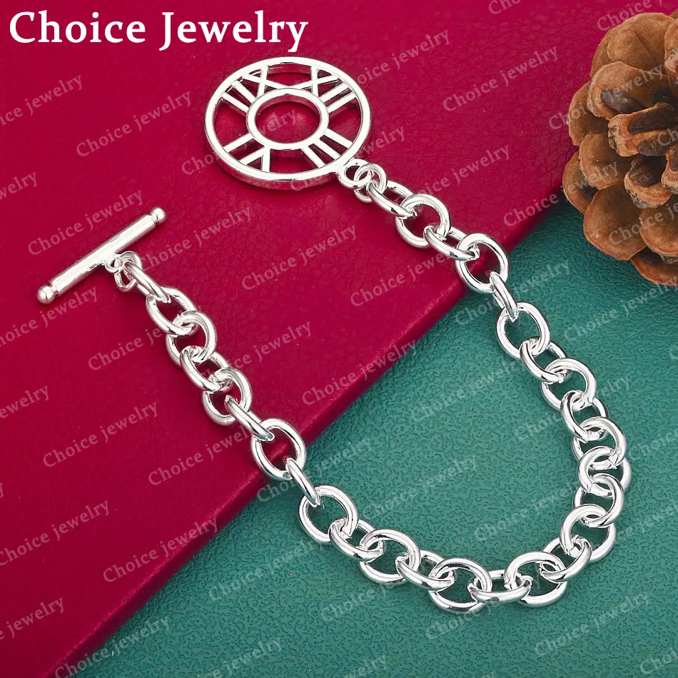 925 Sterling Silber Armband mit römischen Ziffern für Männer und Frauen, Modeschmuck, klassisch, elegant, Geburtstagsgeschenk