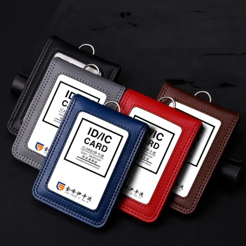 Set di carte d'identità in vera pelle di alta qualità Porta badge Porta badge Porta carte di credito trasparenti Accessori porta badge