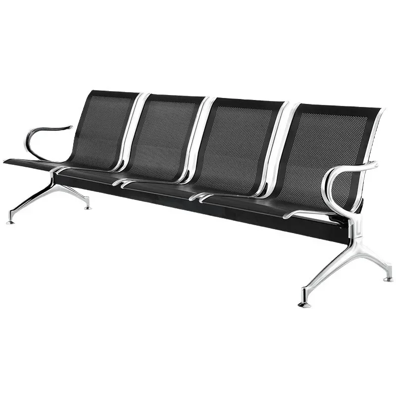 Chaise d\'attente pour quatre personnes, longue rangée en acier inoxydable, pour transfusion hospitalière, pour le public et l\'aéroport