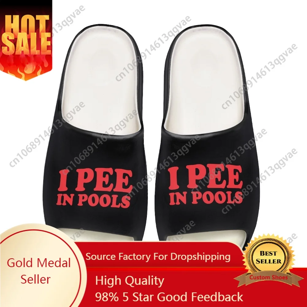 

I Pee in Pools Soft Sole Sllipers Mens Womens Teenager Bathroom Home Clogs Customize Made Beach Water Shoes on Sandals Shoes