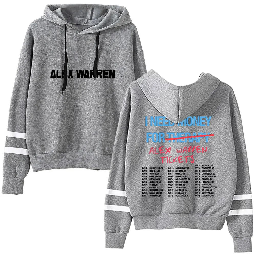 سويت شيرت Alex Warren Tour بدون جيوب وأكمام متوازية وجيب برباط وقلنسوة ملابس خروج فريدة من نوعها