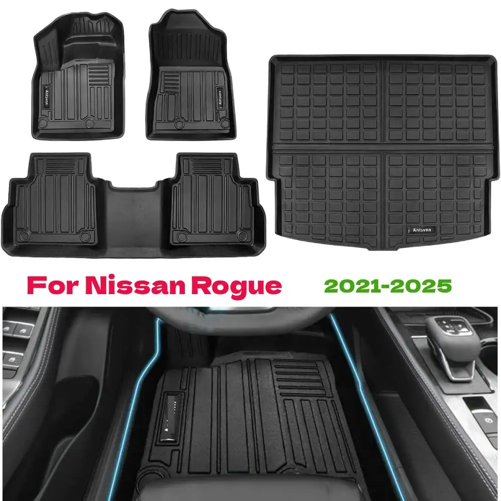 

for 2025-2021 Nissan Rogue TPE Floor Mat , All-Weather Rear Trunk Mat Cargo Cover Fit for Rogue Accessories (No Sport Models)