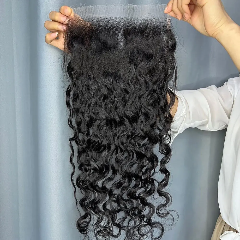 Curly Water Wave 5x5 HD Transparent Lace Closure Raw Virgin Human Hair 2x6 6x6 HD Remy Hair for Wig Making