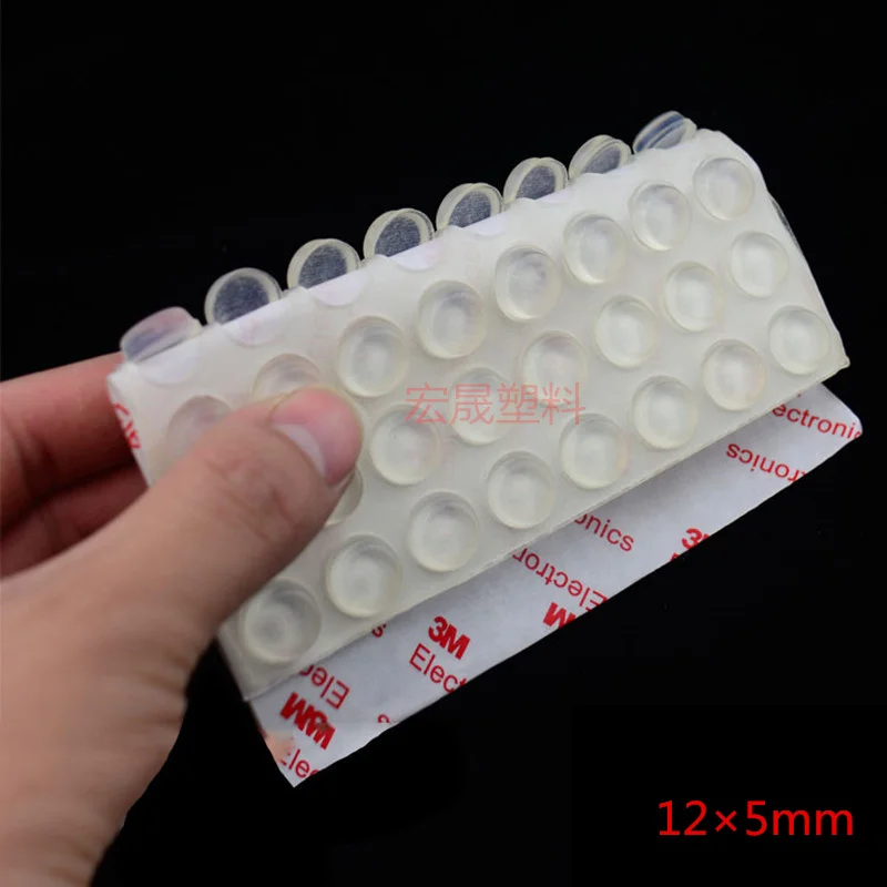 Furniture Bumpers 12*2-7mm Clear Black Adhesive Bumper Pads Surface Protection for Wall, Wooden Floor (Cylindrical,Hemispher )